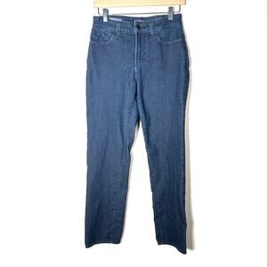 NYDJ dark wash Sheri slim leg jeans size 6 petite 6P B108